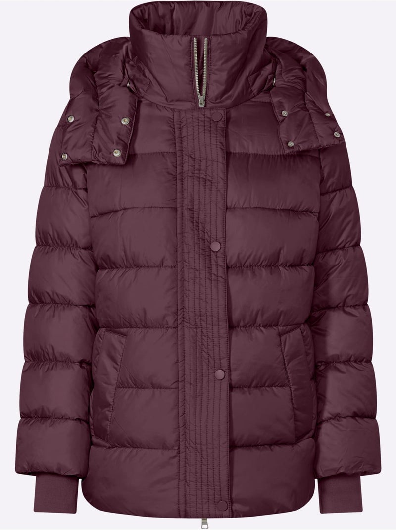 Doudoune Col à Revers Chaud - Taille Standard - Helline Noir Bordeaux - Kiabi