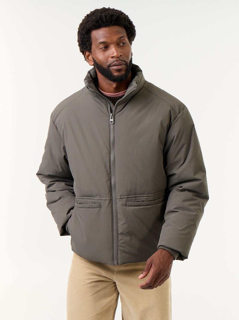Doudoune col montant emmanchures raglan Kaki - Kiabi