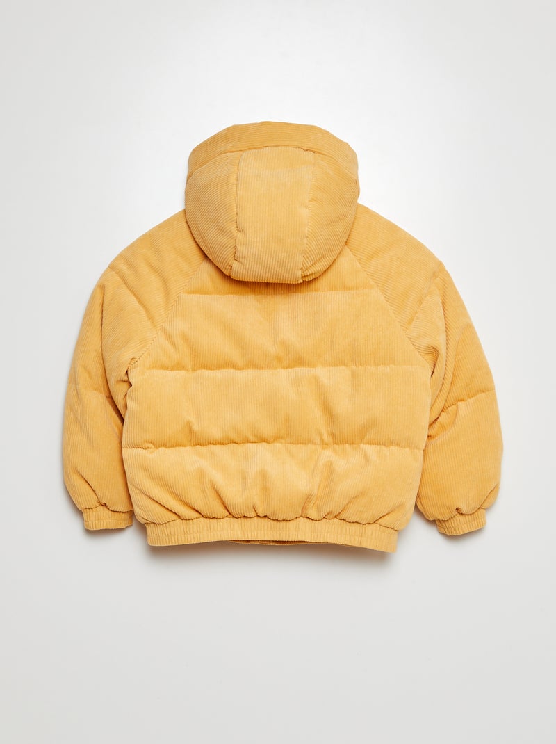 Doudoune côtelée à capuche Jaune - Kiabi