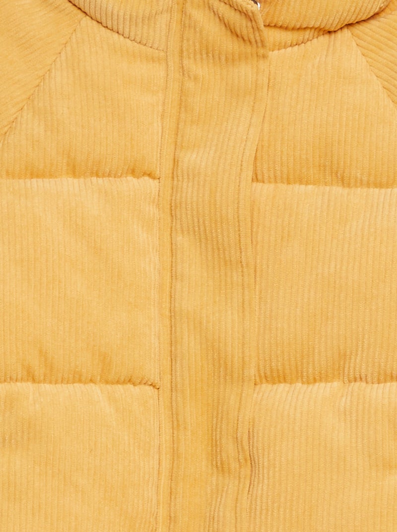 Doudoune côtelée à capuche Jaune - Kiabi