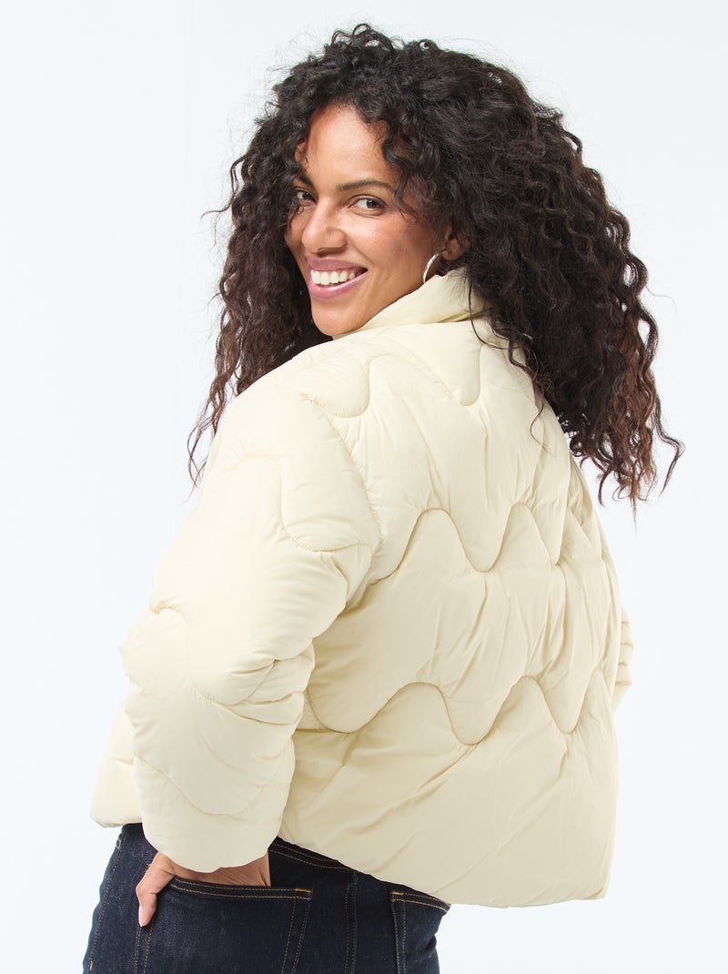 Doudoune courte  avec col montant et poches doublées polaire Jaune - Kiabi