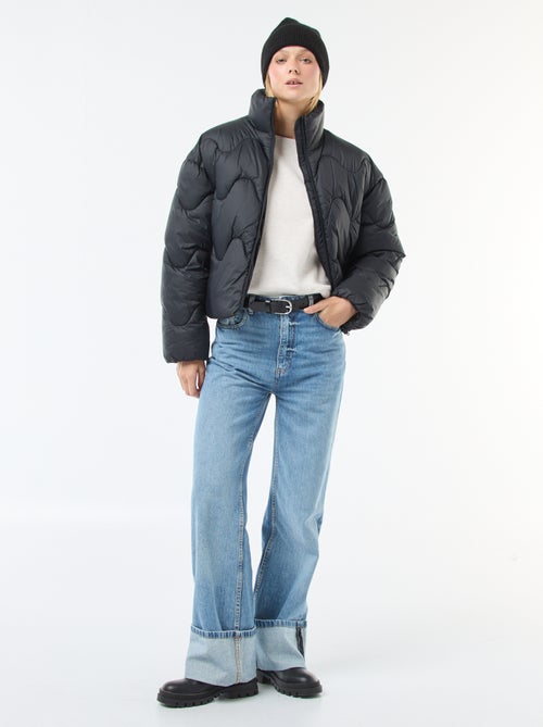 Doudoune courte  avec col montant et poches doublées polaire - Kiabi