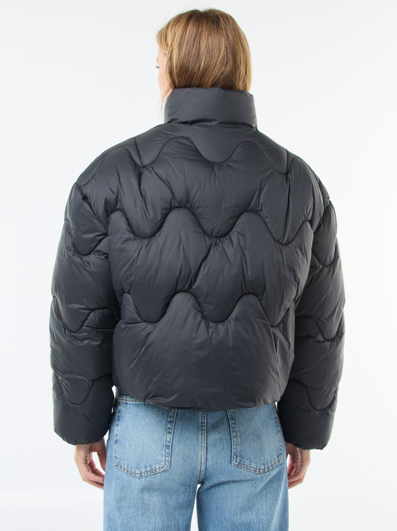 Doudoune courte  avec col montant et poches doublées polaire Noir - Kiabi