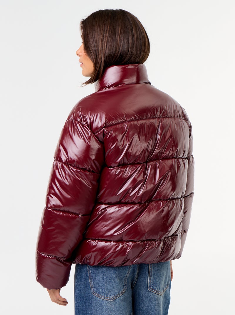 Doudoune courte brillante Marron - Kiabi
