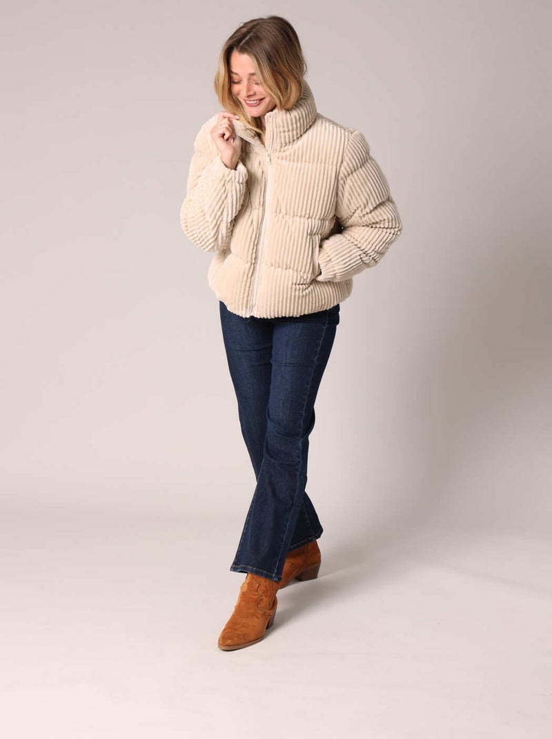 Doudoune courte col montant fermeture zippée 'Deeluxe' Beige argile - Kiabi
