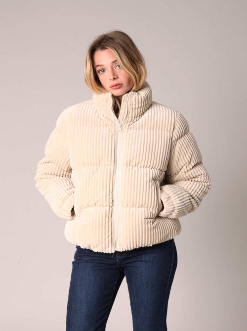 Doudoune courte côtelée col montant fermeture zippée 'Deeluxe' - Kiabi