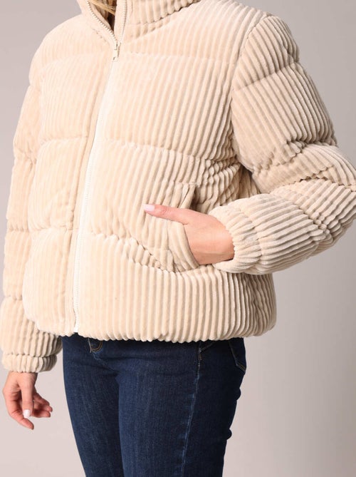 Doudoune courte côtelée col montant fermeture zippée 'Deeluxe' - Kiabi