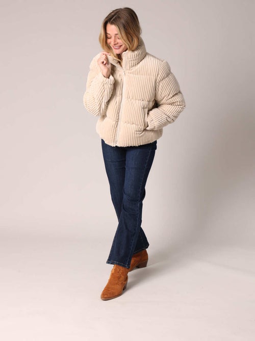 Doudoune courte côtelée col montant fermeture zippée 'Deeluxe' - Kiabi