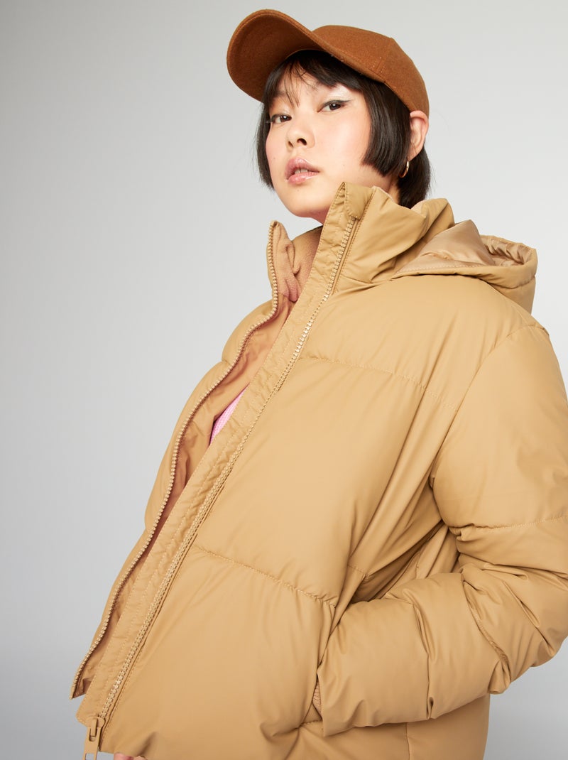 Doudoune courte en doublure polaire Beige - Kiabi