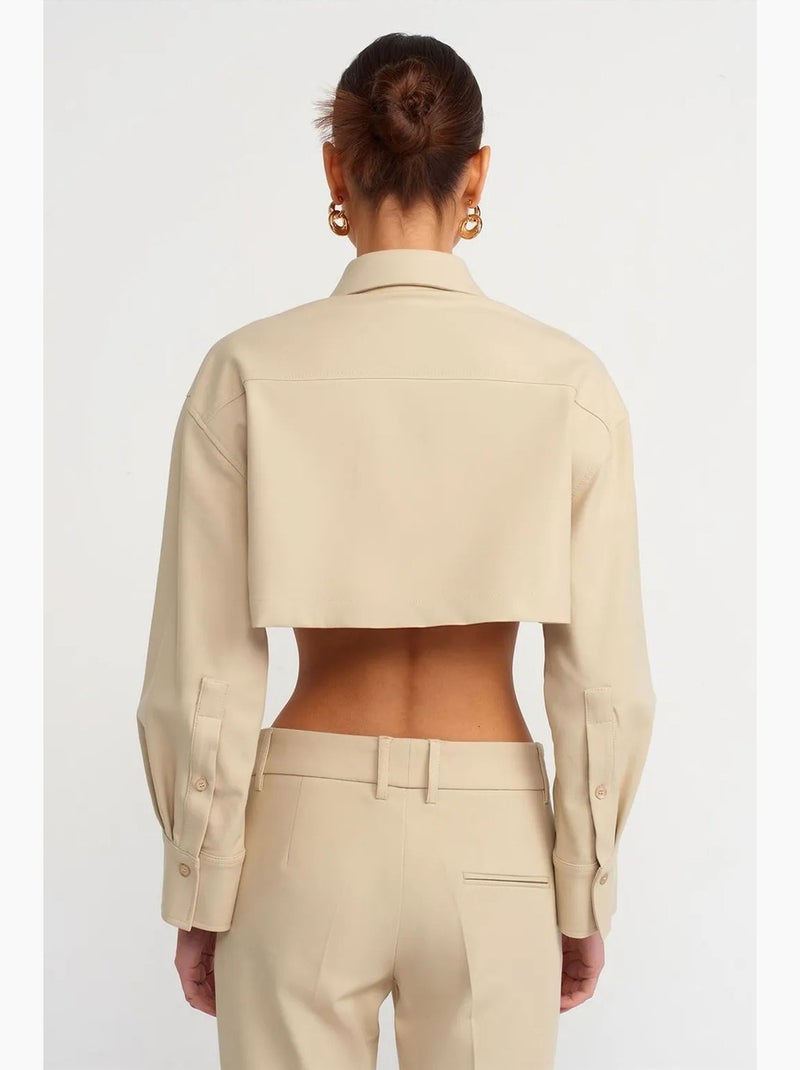 Doudoune courte en popeline de coton dilvin Beige argile - Kiabi