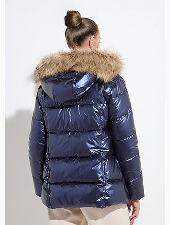 Doudoune courte matelassée à capuche effet métallisé - Afibel