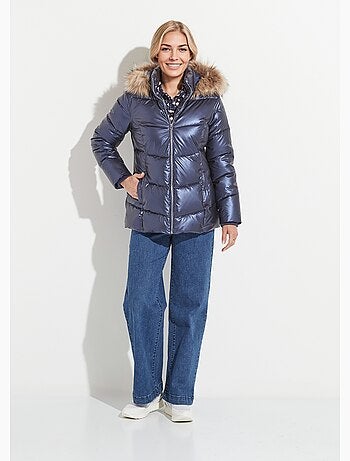 Doudoune courte matelassée à capuche effet métallisé - Afibel