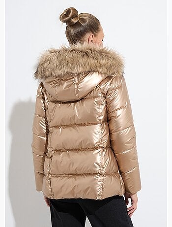 Doudoune courte matelassée à capuche effet métallisé - Afibel