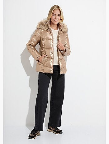 Doudoune courte matelassée à capuche effet métallisé - Afibel