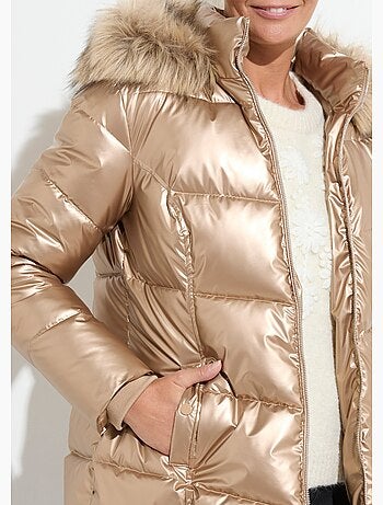 Doudoune courte matelassée à capuche effet métallisé - Afibel