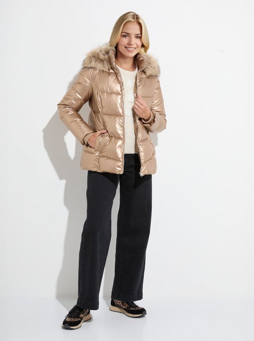 Doudoune courte matelassée à capuche effet métallisé - Kiabi