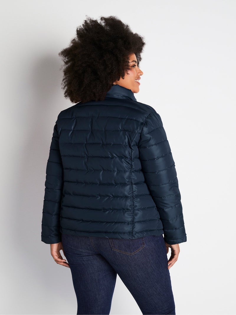 Doudoune courte zippée manches longues Bleu - Kiabi