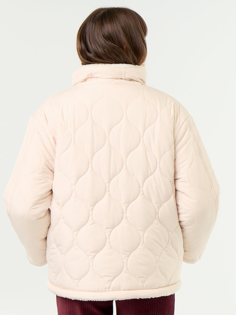 Doudoune de maternité matelassée et intérieur sherpa Beige - Kiabi