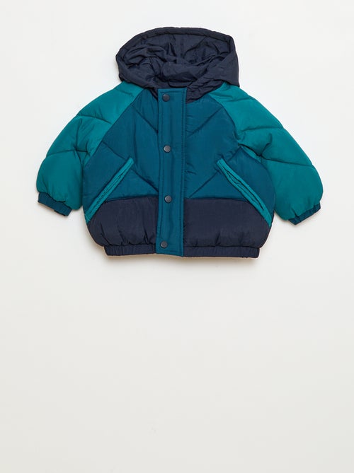 Doudoune déperlante à capuche color bloc - Kiabi