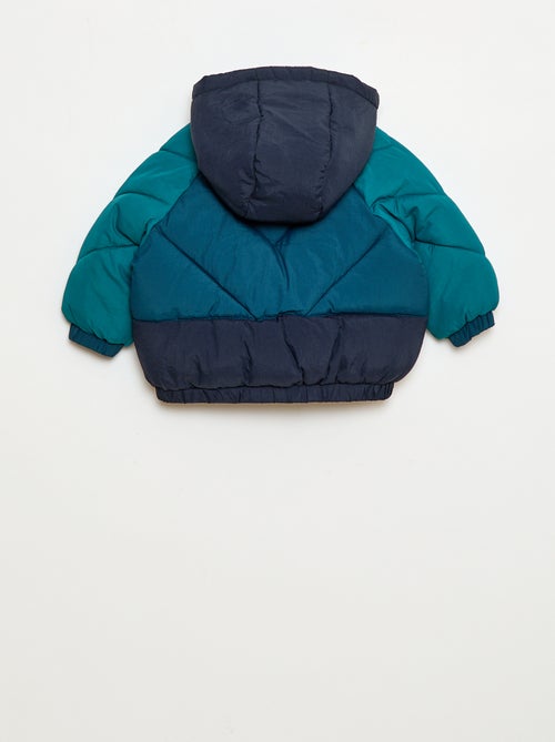 Doudoune déperlante à capuche color bloc - Kiabi