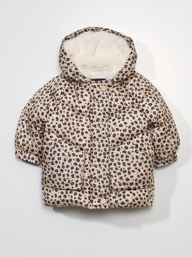Doudoune déperlante avec imprimé Beige - Kiabi
