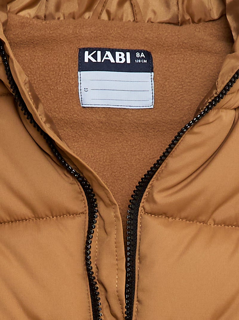 Doudoune déperlante avec poche à rabat et capuche Beige - Kiabi