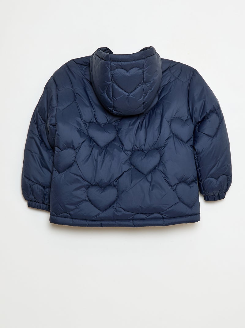 Doudoune déperlante matelassée 'cœur' Bleu - Kiabi