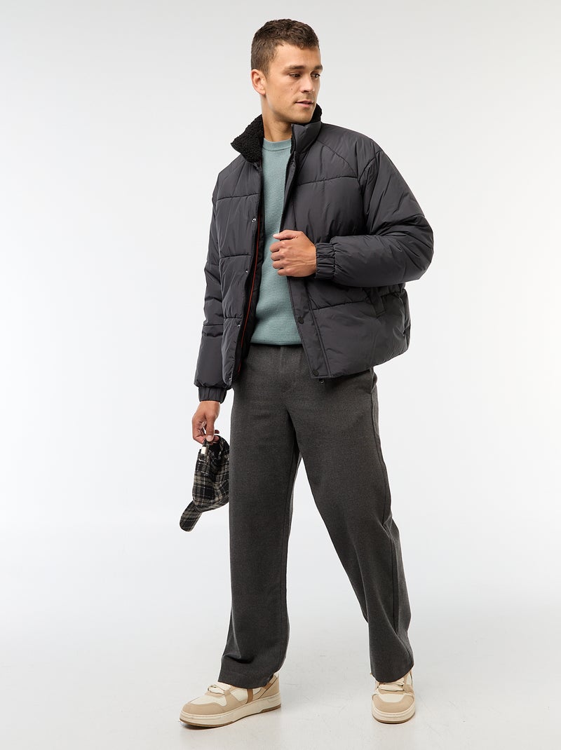 Doudoune déperlante unie avec liens de serrage bas de corps Noir - Kiabi