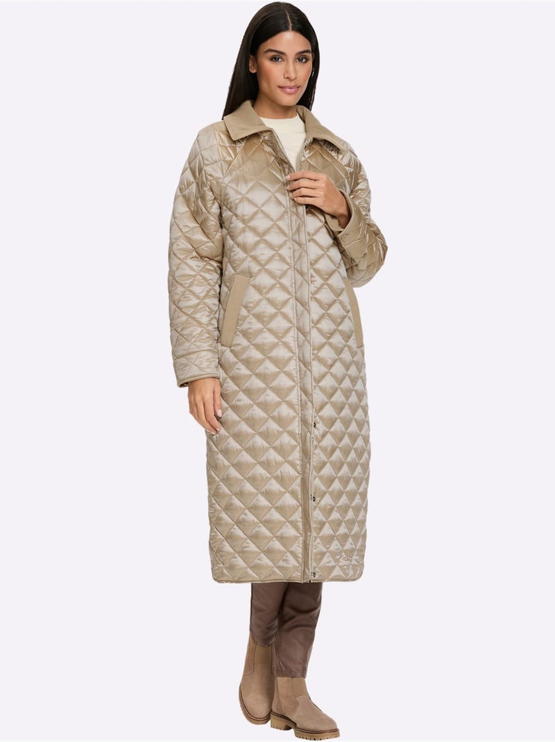 Doudoune empiècements velours - taille standard - helline Beige - Kiabi