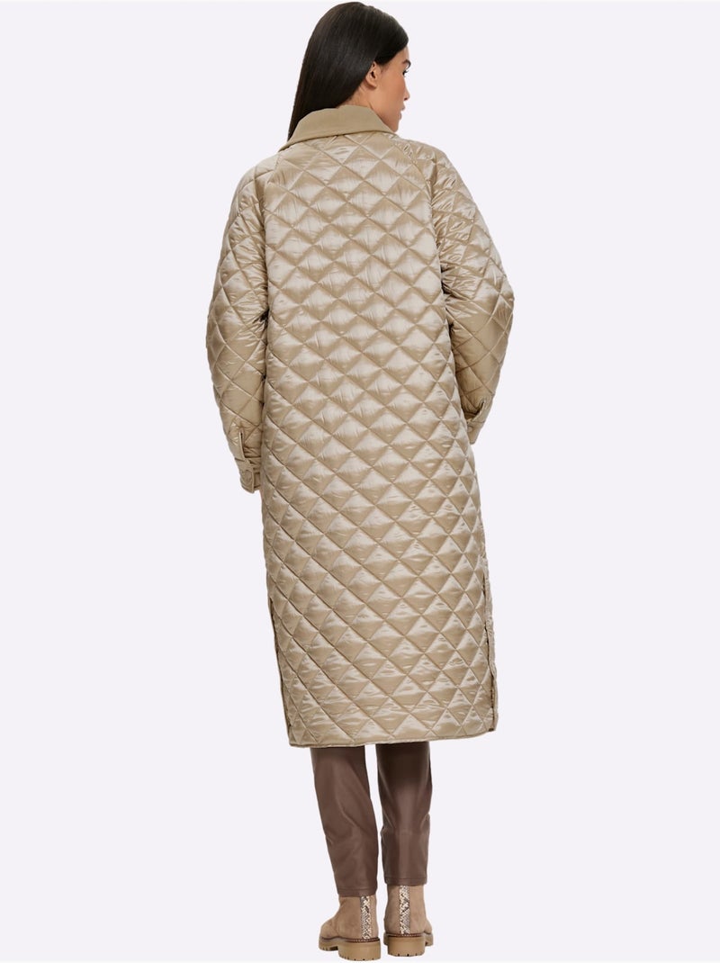 Doudoune empiècements velours - taille standard - helline Beige - Kiabi