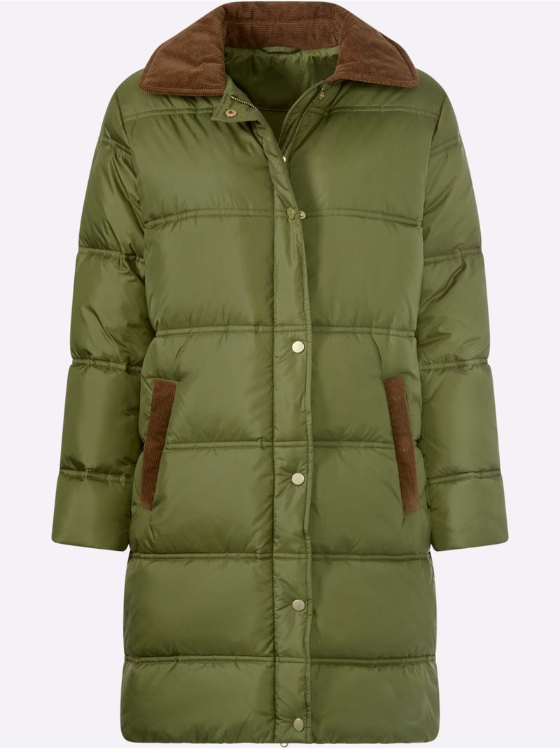 Doudoune empiècements velours - taille standard - helline Vert olive - Kiabi