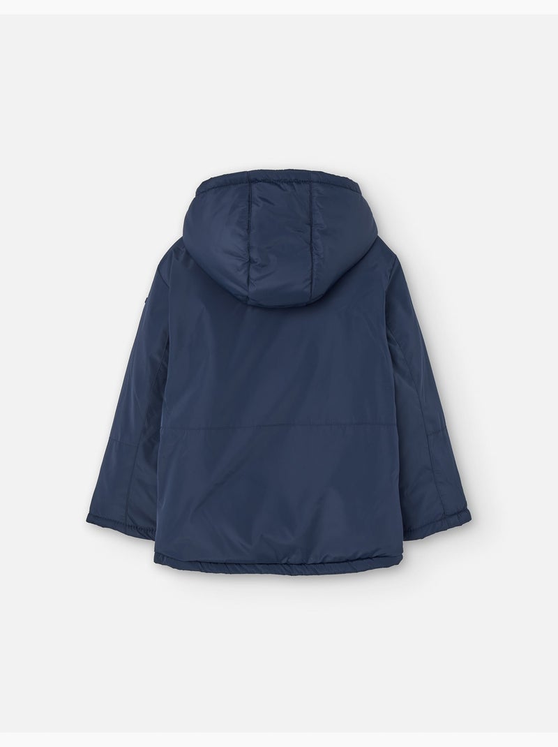 Doudoune en caoutchouc à capuche et doublure polaire Bleu clair - Kiabi