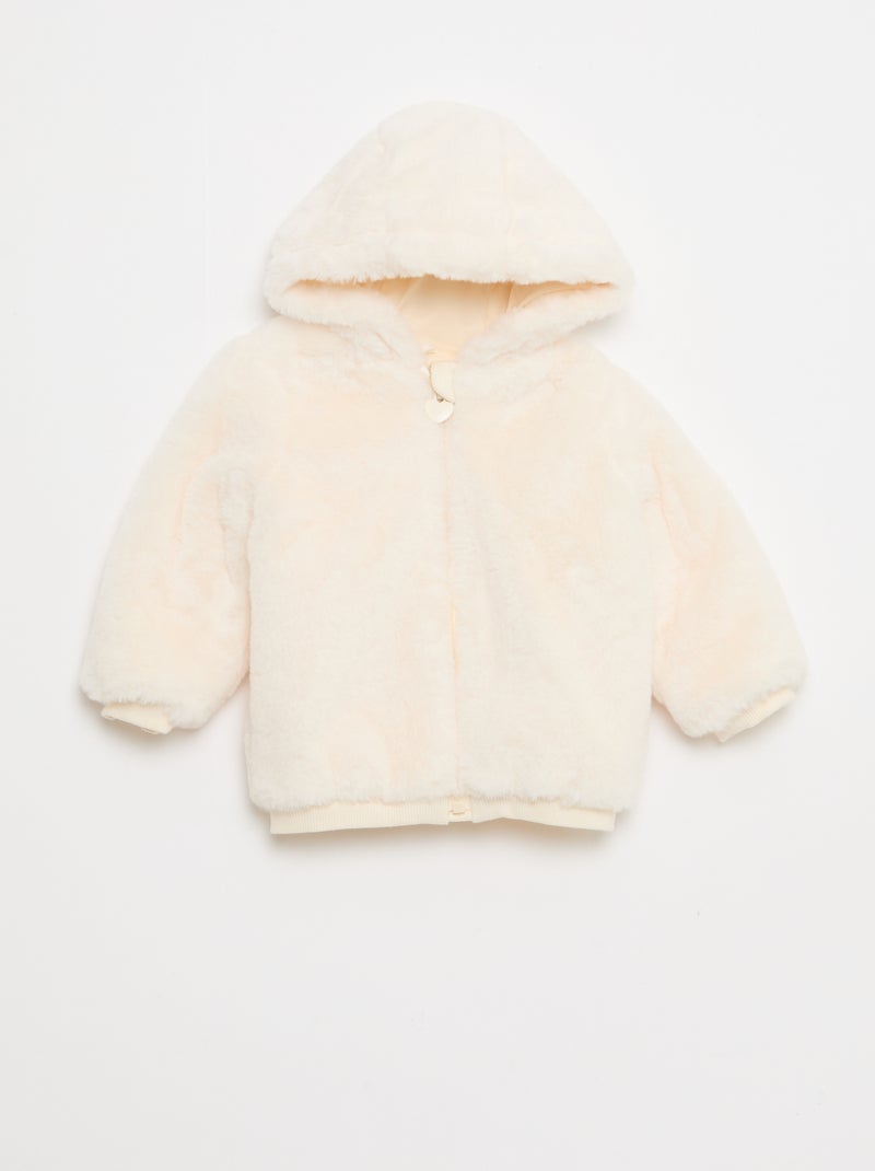 Doudoune en fausse fourrure à capuche Blanc - Kiabi