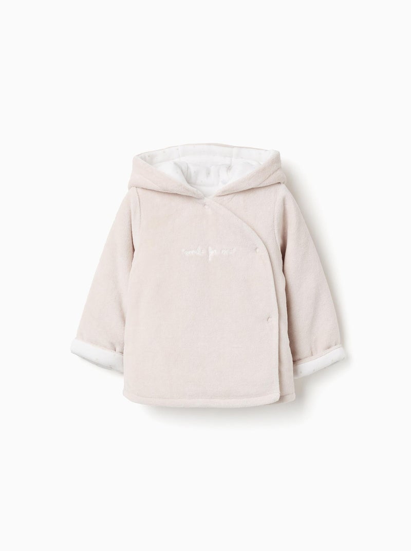 Doudoune en Velours à Capuche Gris clair - Kiabi