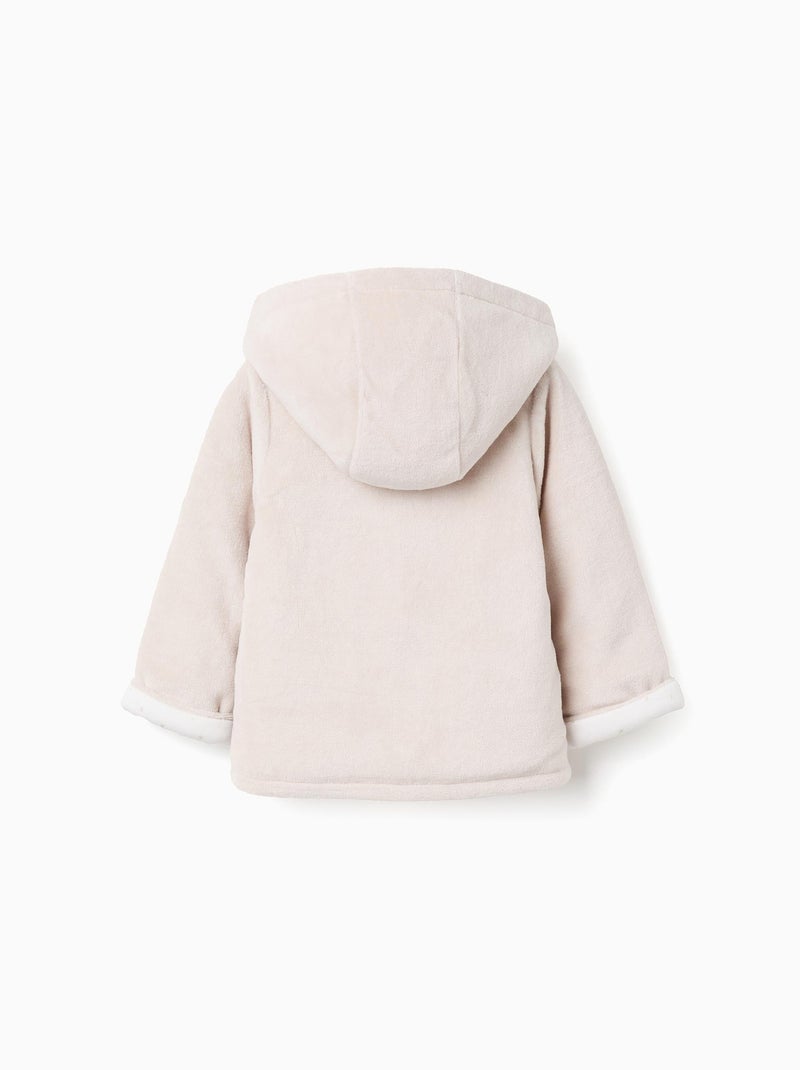Doudoune en Velours à Capuche Gris clair - Kiabi