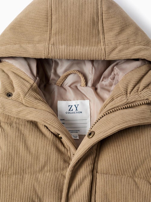 Doudoune en Velours Côtelé à Capuche - Kiabi