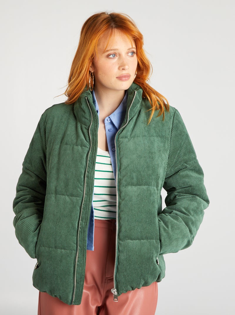 Doudoune en velours Vert - Kiabi