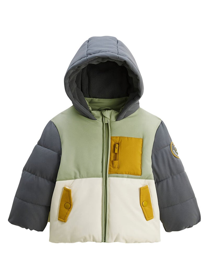 Doudoune enfant imperméable doublé polaire avec capuche Boavista Kaki - Kiabi