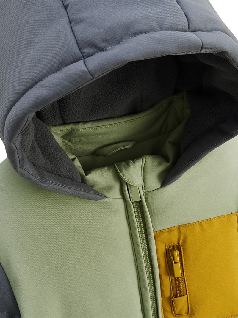 Doudoune enfant imperméable doublée polaire avec capuche Boavista Kaki - Kiabi