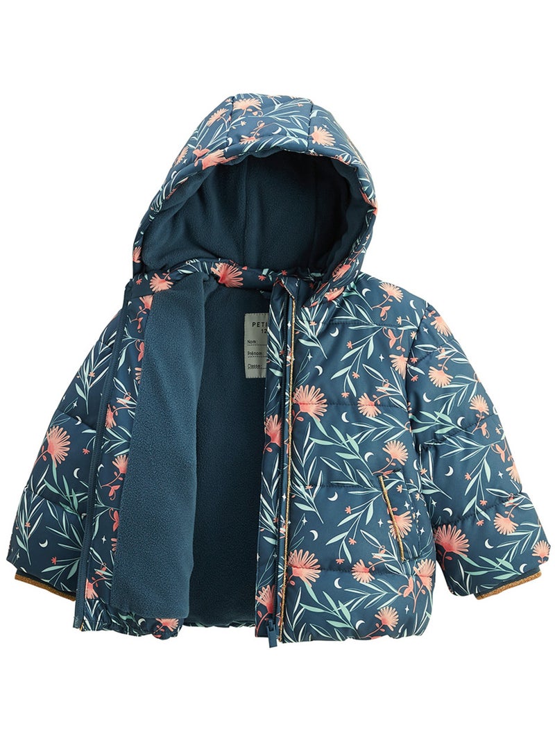 Doudoune enfant imperméable doublée polaire avec capuche Dina Bleu - Kiabi