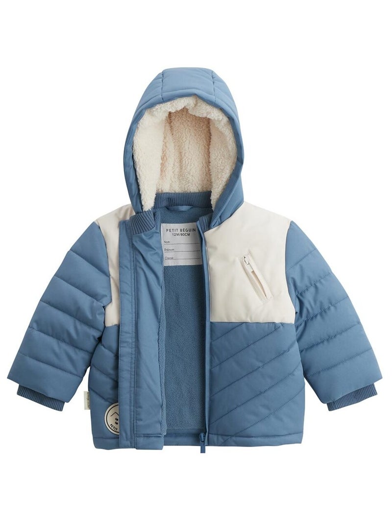 Doudoune enfant imperméable doublée polaire avec capuche Tao Bleu - Kiabi