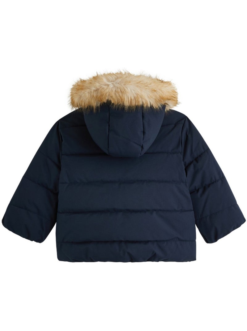 Doudoune enfant imperméable doublée sherpa avec capuche adèle Bleu - Kiabi