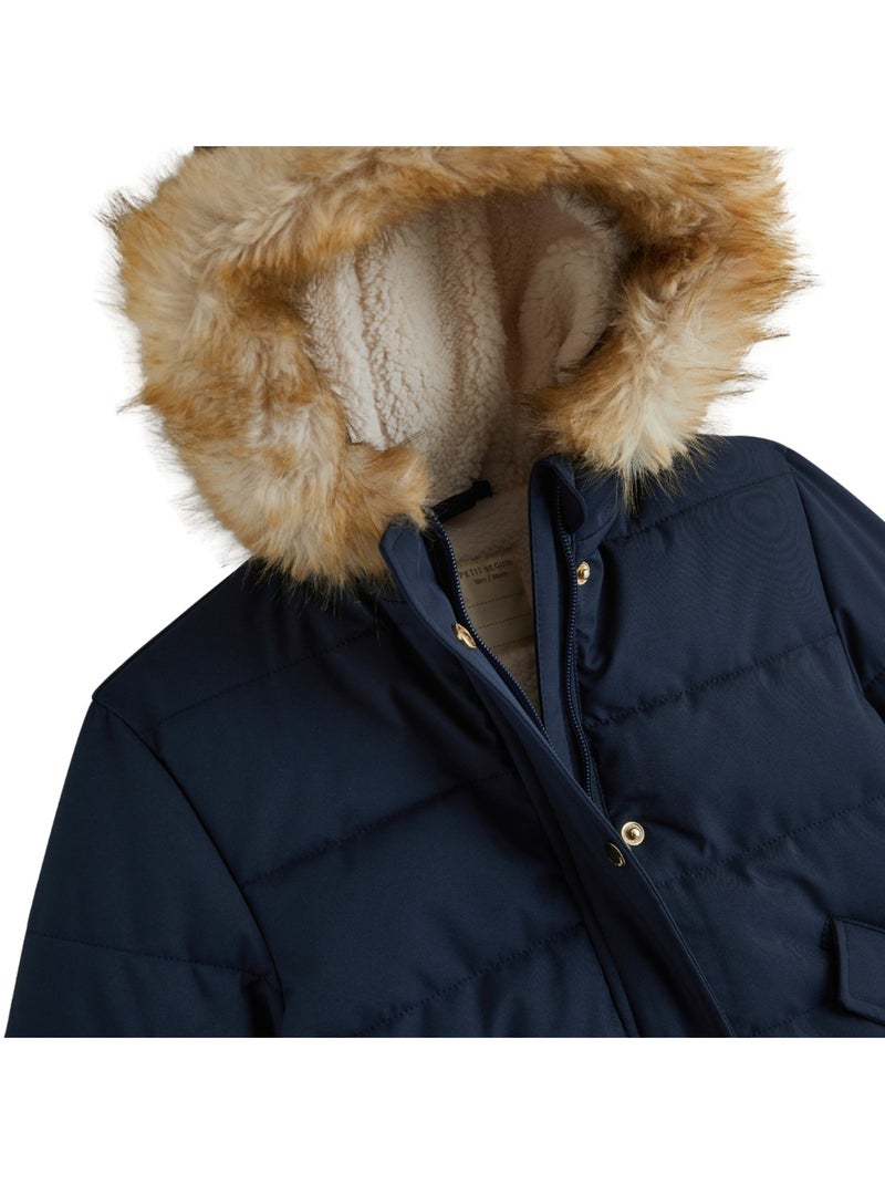 Doudoune enfant imperméable doublée sherpa avec capuche adèle Bleu - Kiabi