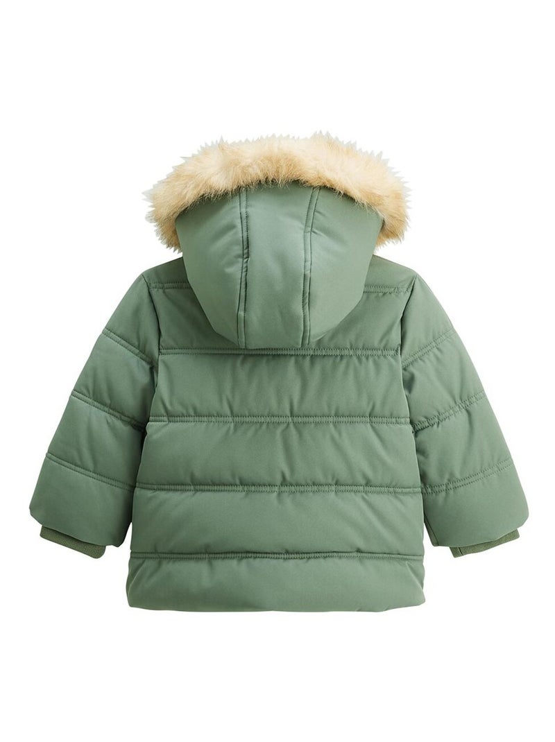 Doudoune enfant imperméable doublée sherpa avec capuche Anouk Kaki - Kiabi