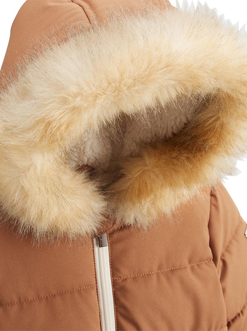 Doudoune enfant imperméable doublée sherpa avec capuche Chincha Camel - Kiabi