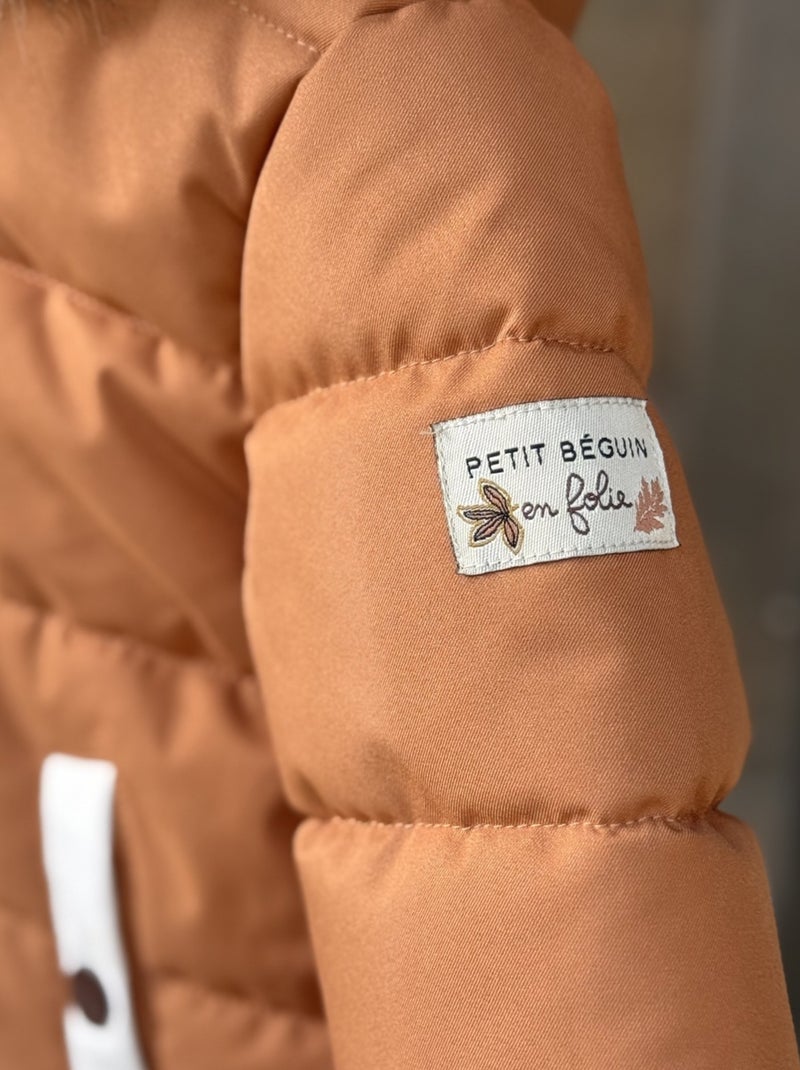 Doudoune enfant imperméable doublée sherpa avec capuche Chincha Camel - Kiabi
