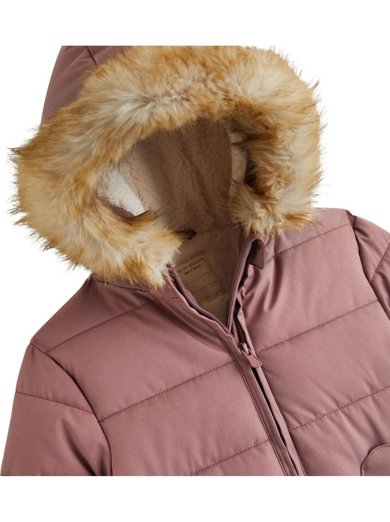 Doudoune enfant imperméable doublée sherpa avec capuche chloé Rose - Kiabi