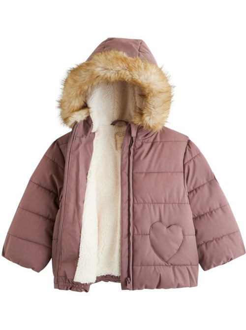 Doudoune enfant imperméable doublée sherpa avec capuche chloé - Kiabi