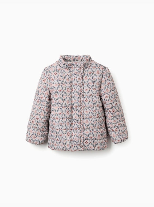Doudoune floral avec capuche et doublure en peluche douce synthétique - Kiabi Doudoune floral avec capuche et doublure en peluche douce synthétique - Kiabi