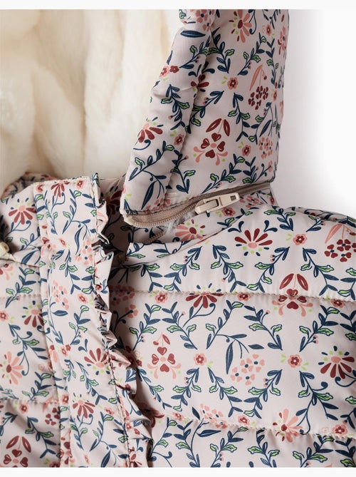 Doudoune floral avec capuche et doublure en peluche douce synthétique - Kiabi Doudoune floral avec capuche et doublure en peluche douce synthétique - Kiabi